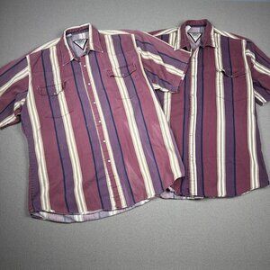 Vtg 90s L Cowboys Turtle Shirt Roper Western Snap Cotton Twill L/XL Lot Of TWO